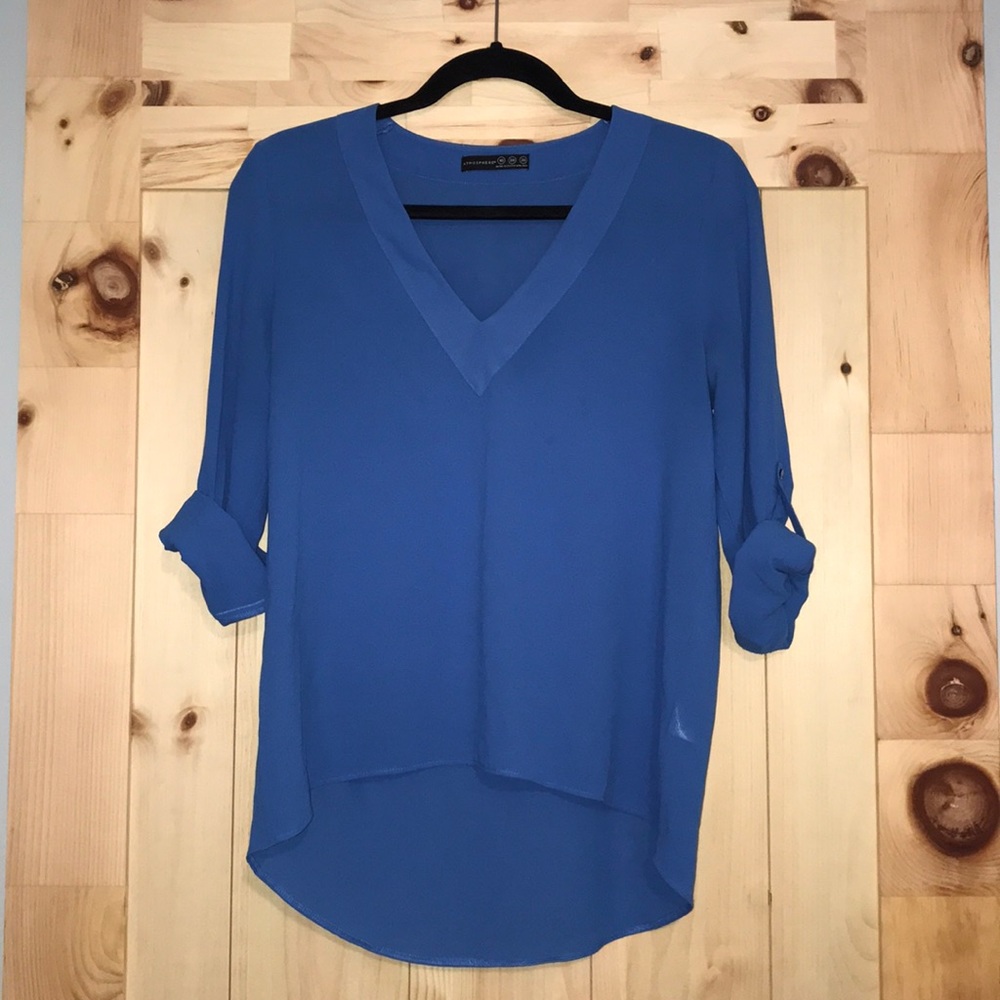 Blue Blouse With Rollable Sleeves Size 8
